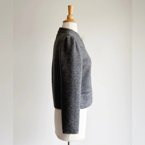 SKYR VINTAGE Gray Wool Embroidered Sweater 8 - Picture 5 of 8